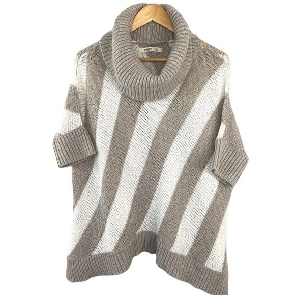 Old Navy tan and white stripe slouchy cowl neck sweater - Picture 1 of 6